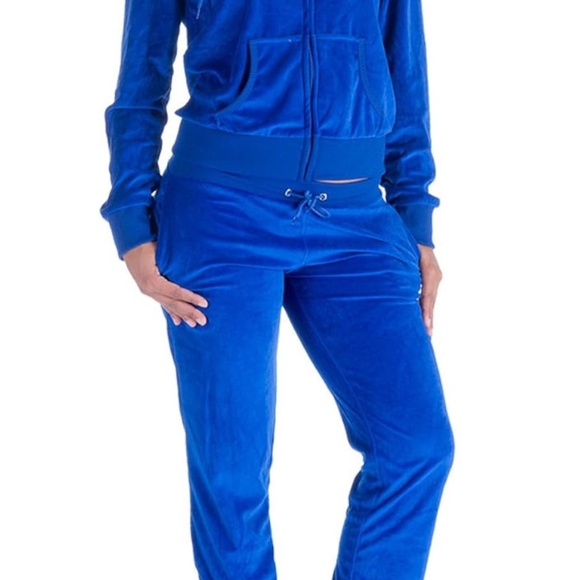 Blue Velour Tracksuit / Sweatsuit Size M - Picture 2 of 4